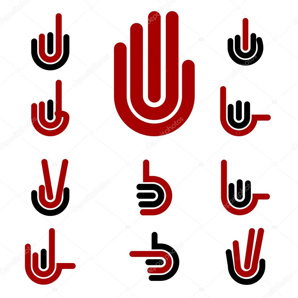 Hand Gestures and signals -set of vector icons for your design