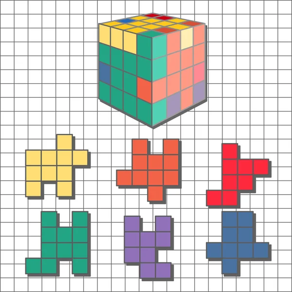 Puzzle cubo tetris — Vector de stock