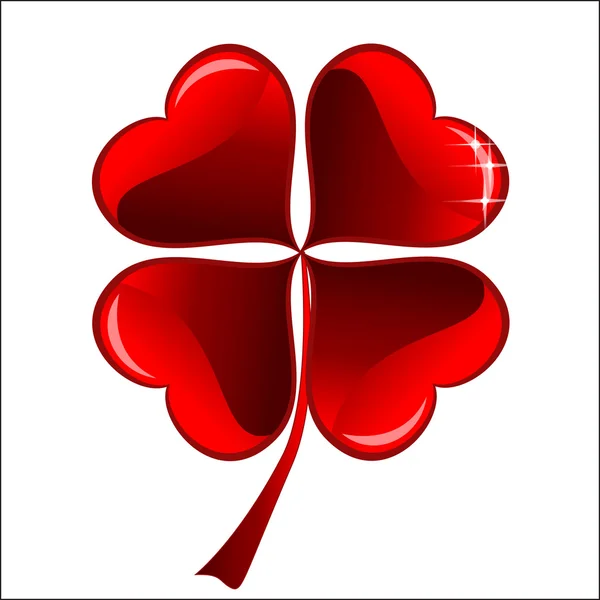 Lucky red heart Clover — Stock Vector