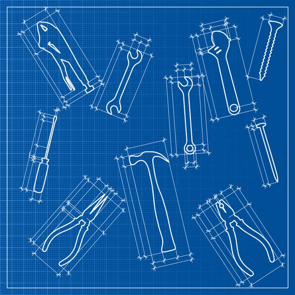 Werkzeuge Blaupause Skizze — Stockvektor