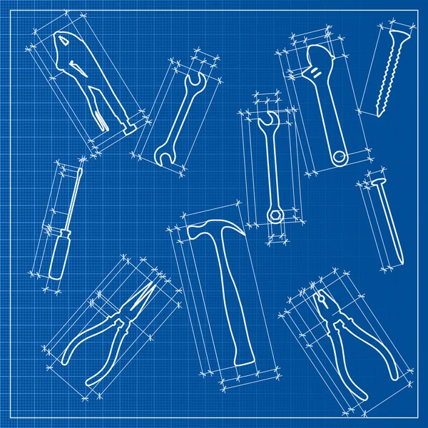 Nástroje blueprint skica — Stockový vektor