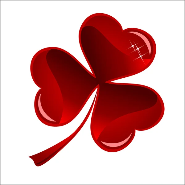 Lucky red heart Clover — Stock Vector