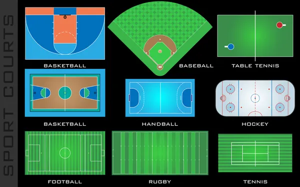 Canchas deportivas, vector — Vector de stock