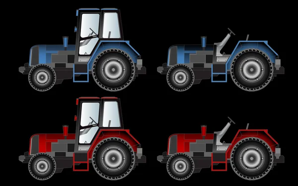 Zemědělské stroje, traktory, vektor — Stockový vektor
