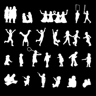 Çocuklar oynarken Silhouettes