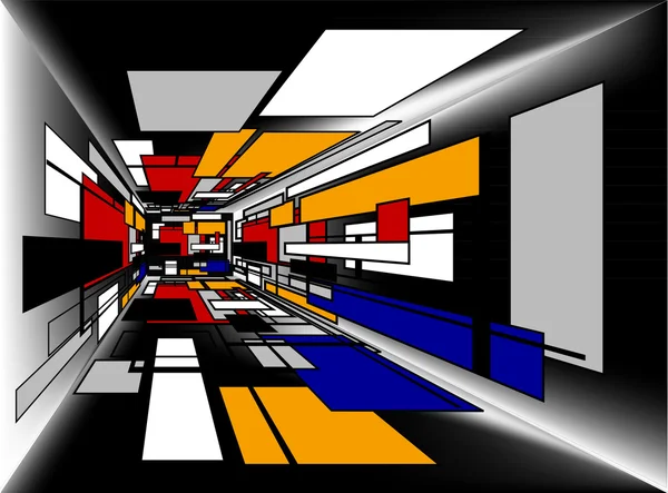 Salle de perspective colorée, vecteur — Image vectorielle