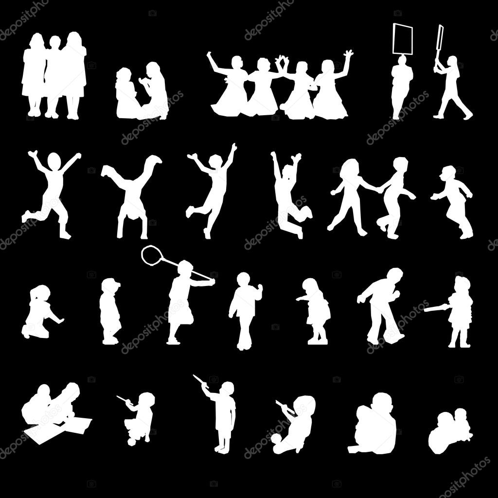 Children playing silhouettes