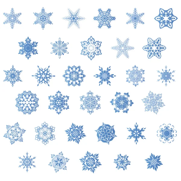 Ensemble de flocons de neige, vecteur — Image vectorielle