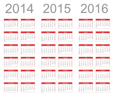 basit takvim yılı 2014, 2015, 2016