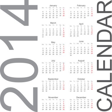 basit takvim yılı 2014, 2015, 2016