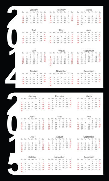 简单的日历 2014 年，到 2015 年 — 图库矢量图片
