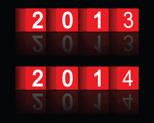 Geçen yıl 2013-2014 küp — Stok Vektör