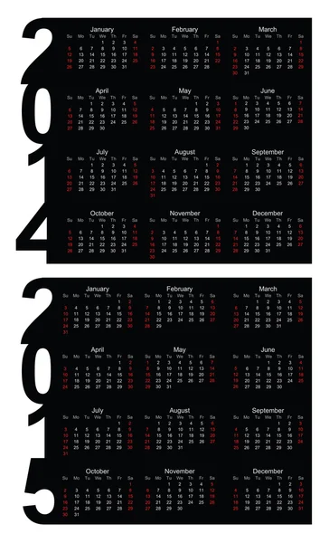 Año calendario simple 2014, 2015 — Vector de stock