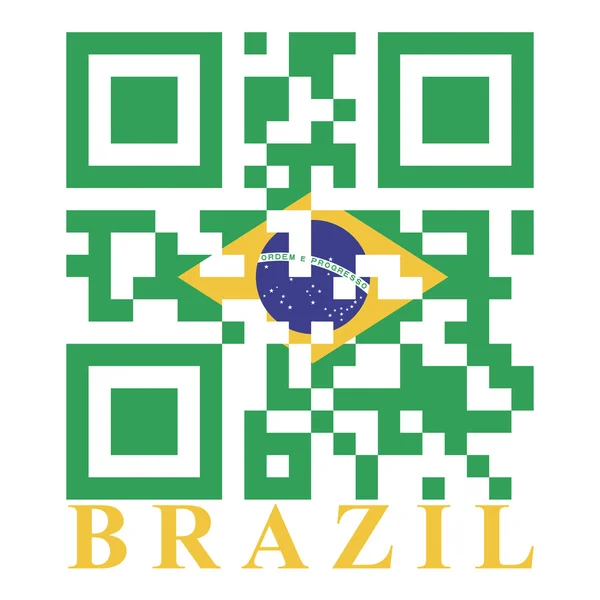 Brezilya qr kod bayrağı — Stok Vektör