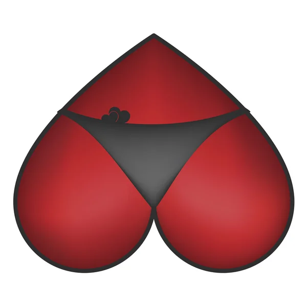 Traje bikini inferior corazón — Vector de stock