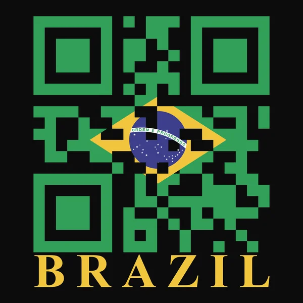 Brazílie qr kód vlajka — Stockový vektor