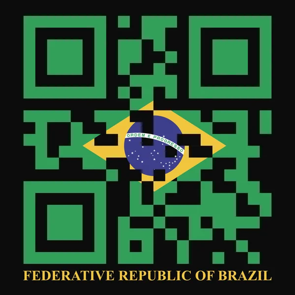 Brazilië qr code vlag — Stockvector
