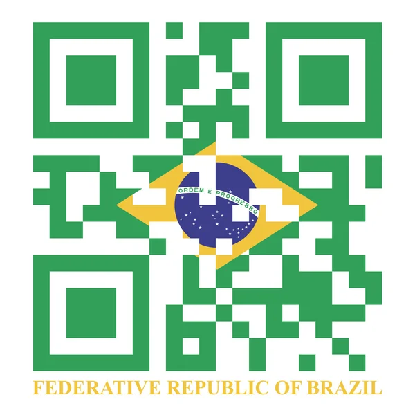 Brazilië qr code vlag — Stockvector