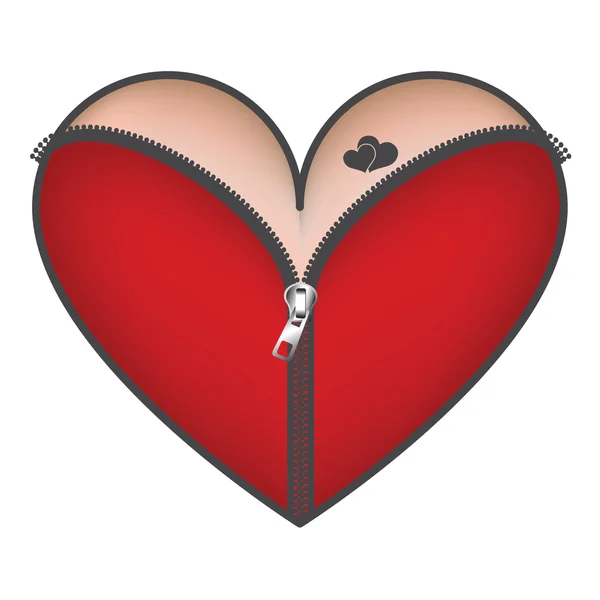Corset with zipper red heart — Stock Vector