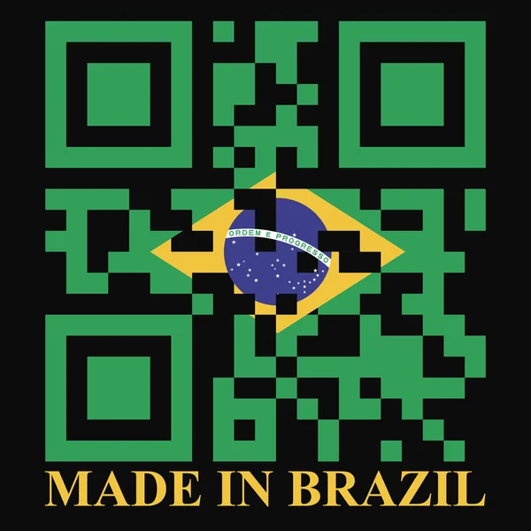 Brazilië qr code vlag — Stockvector