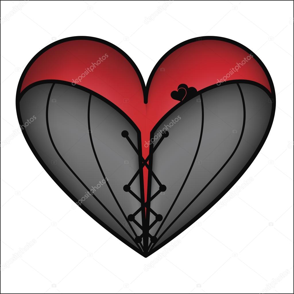 Corset with zipper red heart