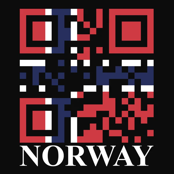 Bendera kode QR Norwegia - Stok Vektor