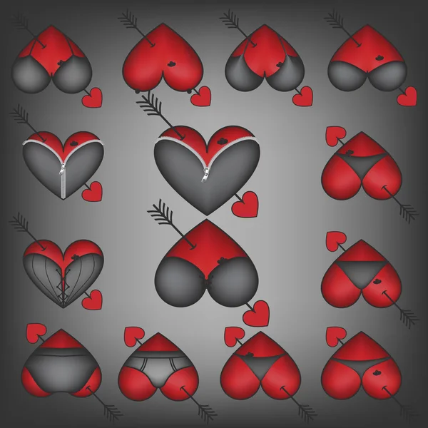 Символы сердца с нижним бельем — стоковый вектор