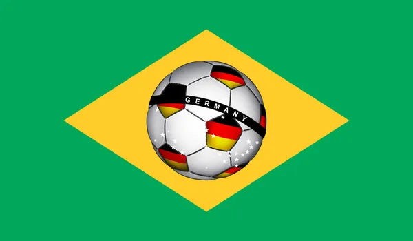 Almanya futbol topu ile Brezilya bayrağı — Stok Vektör