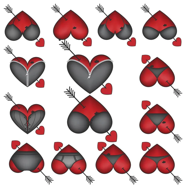 Corazones con lencería — Archivo Imágenes Vectoriales