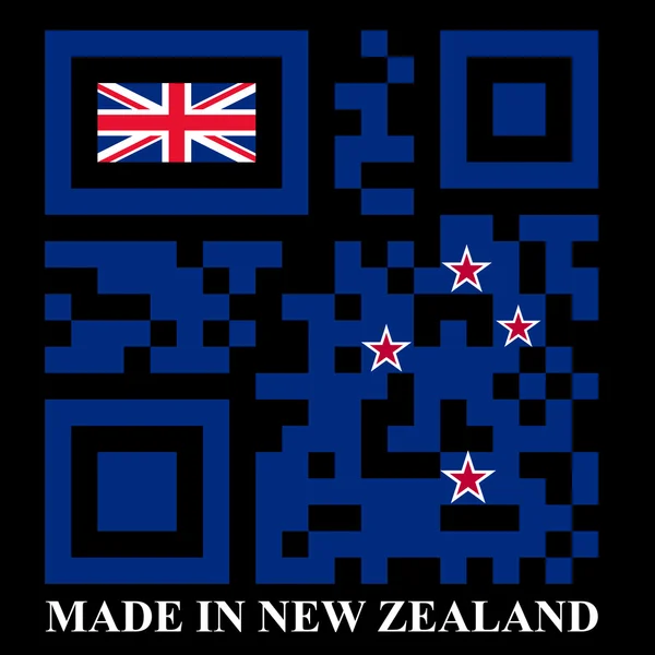 Bandera del código QR de Nueva Zelanda — Vector de stock