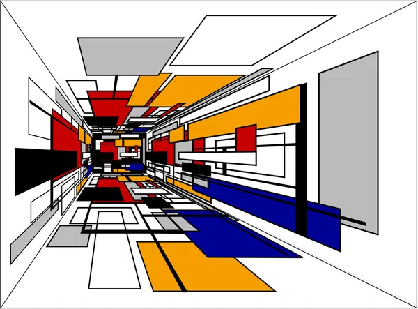 Sala de perspectiva colorida — Archivo Imágenes Vectoriales