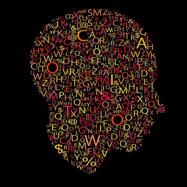 Kopf mit Buchstaben — Stockvektor