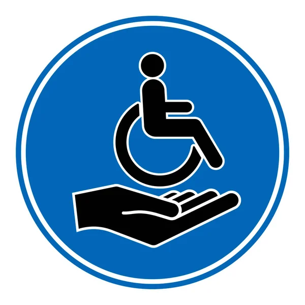 介助者の手で車椅子の障害者 障害のある患者だ 無効アイコンベクトル — ストックベクタ