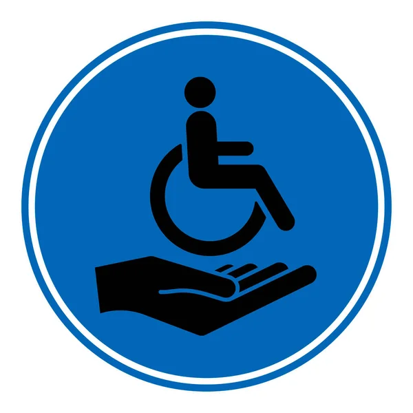 Osoba Niepełnosprawna Wózku Inwalidzkim Pomocną Dłonią Pacjent Niepełnosprawny Wektor Niepełnosprawnej — Wektor stockowy