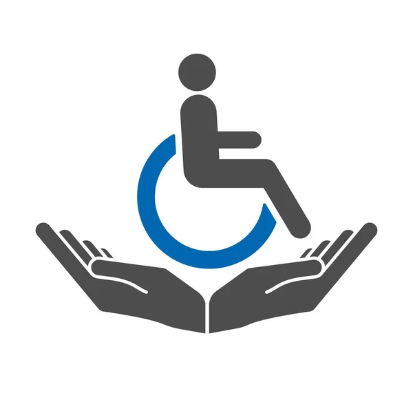 Disability Patient Wheelchair Helper Hands Handicapped Person Disabled Icon Vector — Stock Vector