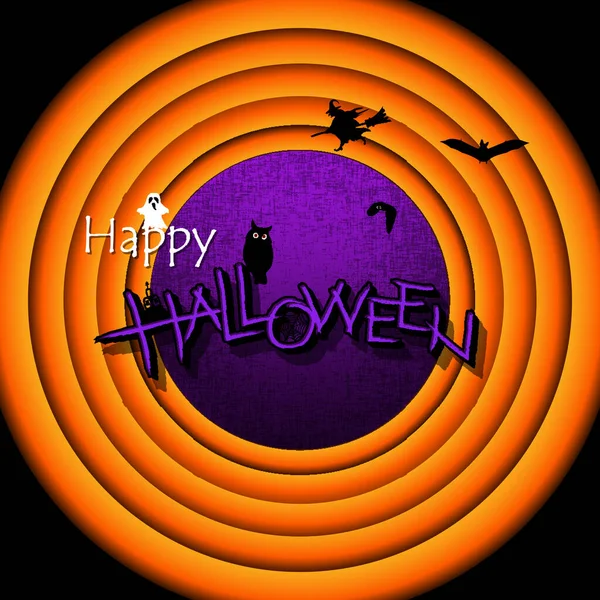 Щасливої Хелловін Sms Banner Webs Spider Bats Witch Owl Big — стоковий вектор