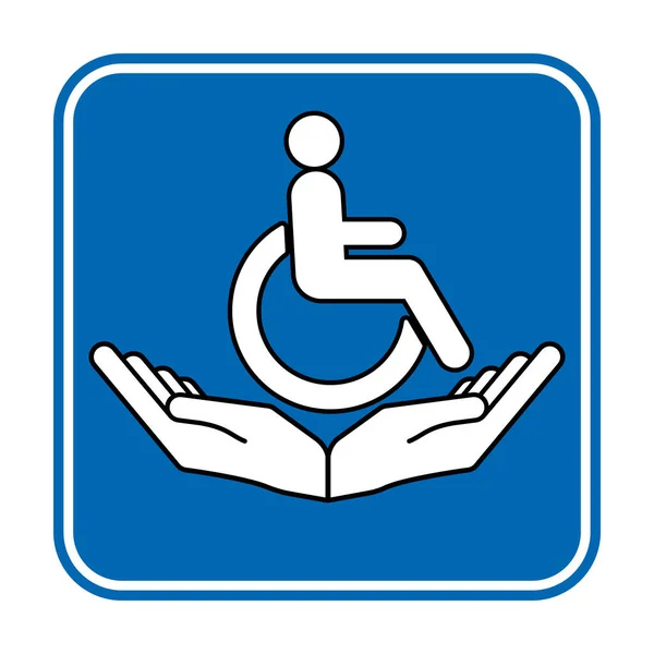 Disability Patient Wheelchair Helper Hands Handicapped Person Disabled Icon Vector — Stock Vector