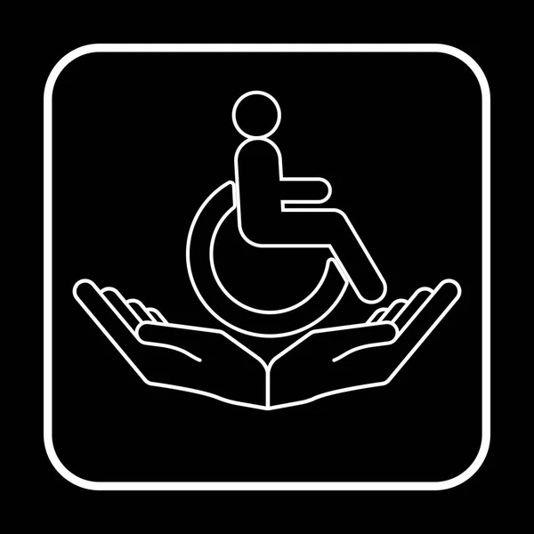 Disability Patient Wheelchair Helper Hands Handicapped Person Disabled Icon Vector — Stock Vector