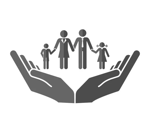 Manos Familia Sosteniendo Símbolo Cuidado Salud Pensión Seguridad Proteger Icono — Vector de stock