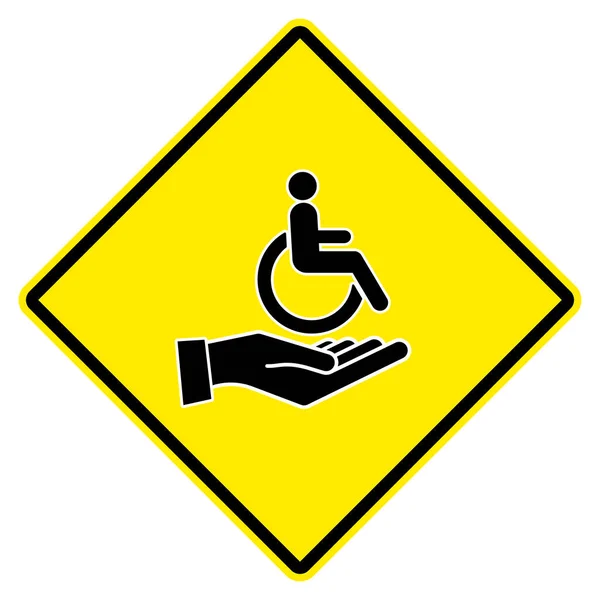 Disability Person Wheelchair Helper Hand Handicapped Patient Disabled Icon Vector — Stock Vector