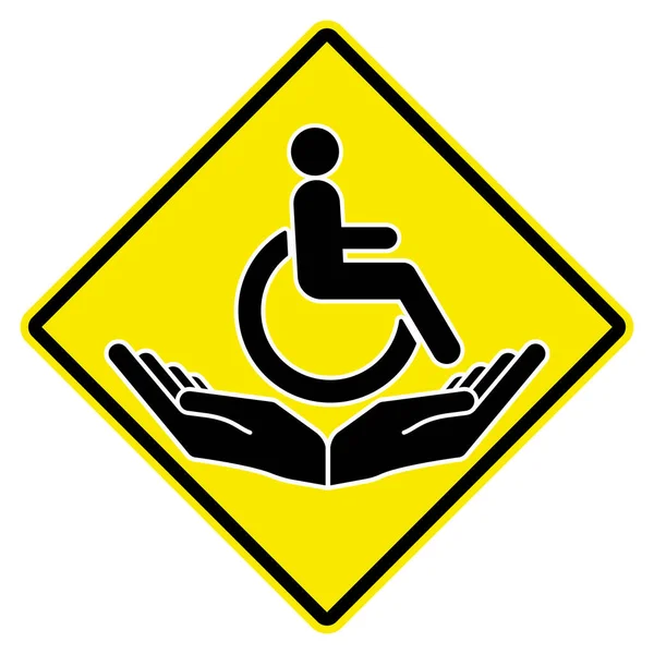 Pacjent Niepełnosprawny Wózku Inwalidzkim Pomocniczymi Dłońmi Osoba Niepełnosprawna Wektor Niepełnosprawnej — Wektor stockowy