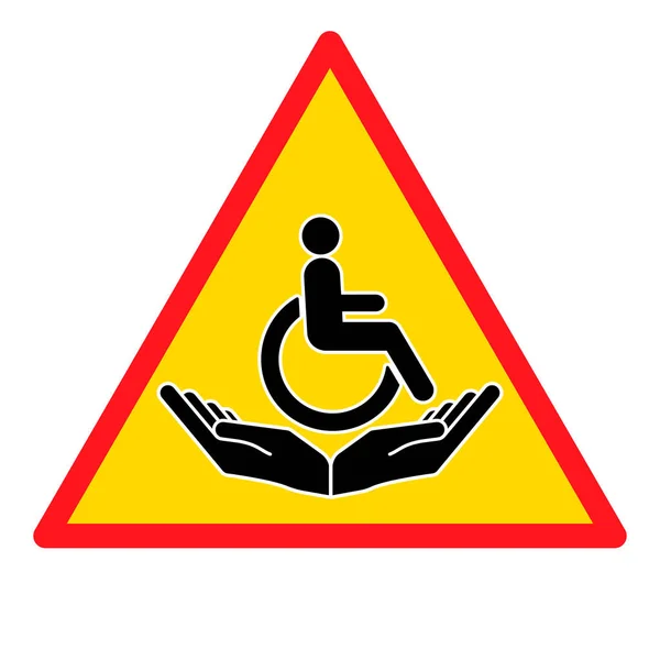 Paciente Com Deficiência Cadeira Rodas Com Mãos Ajudantes Deficiente Vetor — Vetor de Stock