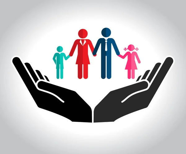 Family Hands Holding Symbol Health Care Pension Safety Protect Icon Stock Illustration