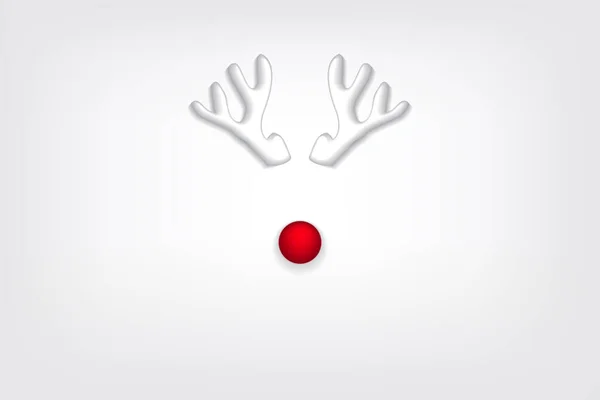 Оленячі Роги Носом Червоному Тлі Новорічно Різдвяна Мінімальна Листівка Векторні Векторна Графіка