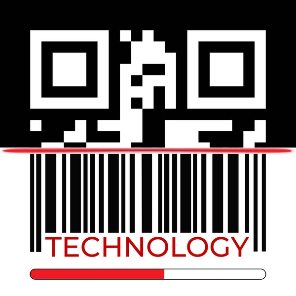 Technology Bar Code Code Scanning Word Tag Cloud Vector Illustration — Stock Vector