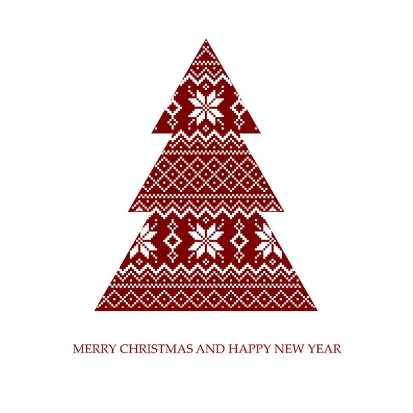 Merry Christmas Happy New Year Gift Card Christmas Tree Vector — Stockvektor