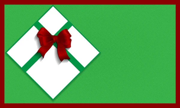 Christmas Greeting Card Background Satin Ribbon Bow Vector Invitation Holidays — Stockvektor