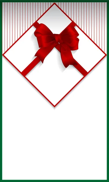 Christmas Greeting Card Background Satin Ribbon Bow Vector Invitation Holidays —  Vetores de Stock