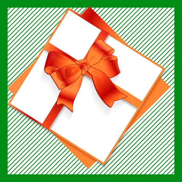 Christmas Greeting Card Background Satin Ribbon Bow Vector Invitation Holidays —  Vetores de Stock