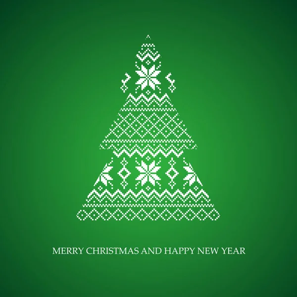 Merry Christmas Happy New Year Gift Card Christmas Tree Vector — Stockvektor